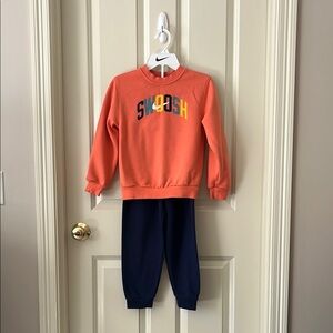 Nike Kids Orange Sweatshirt and Navy Joggers Set
